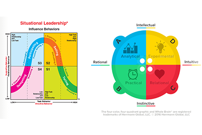 Situational Leadership Model influence behaviors beside DISC model; colored