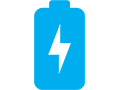 Light blue icon; Leveraging your power to influence; battery with lightening bolt
