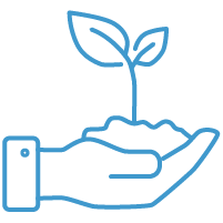 hand holding a plant to symbolize sustainment