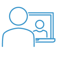 graphic of a person sitting in front of a computer to highlight virtual instructor-led training