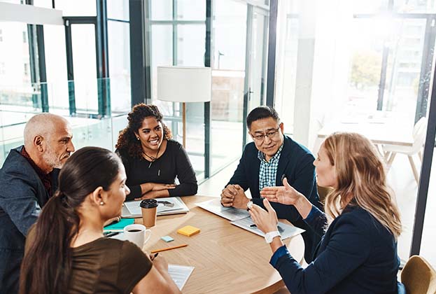 Shot of a group of businesspeople having a meeting in an office