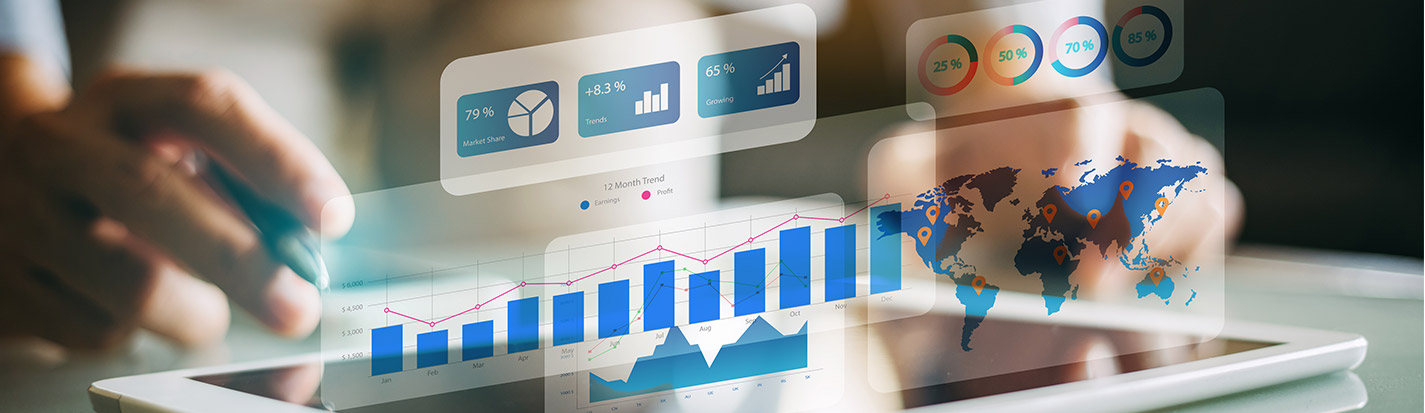 businessman checking digital data by virtual reality.