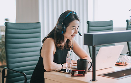 Woman facilitating virtual training