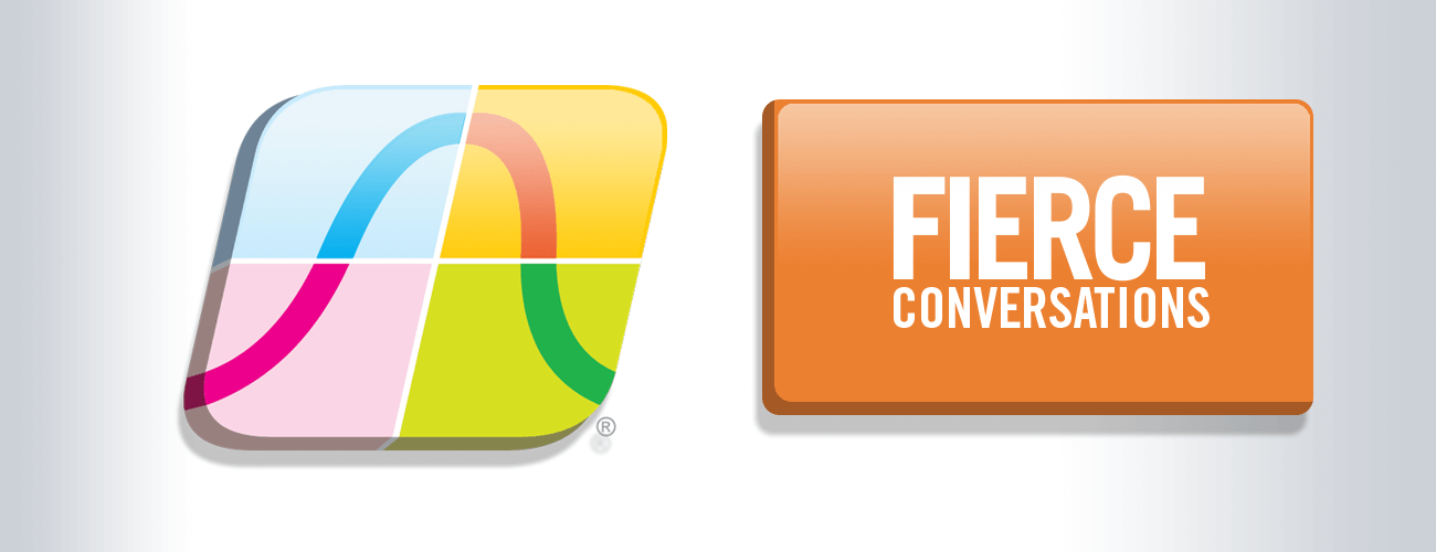 Sitlead model next to fierce conversations (orange); with white to gray fade background