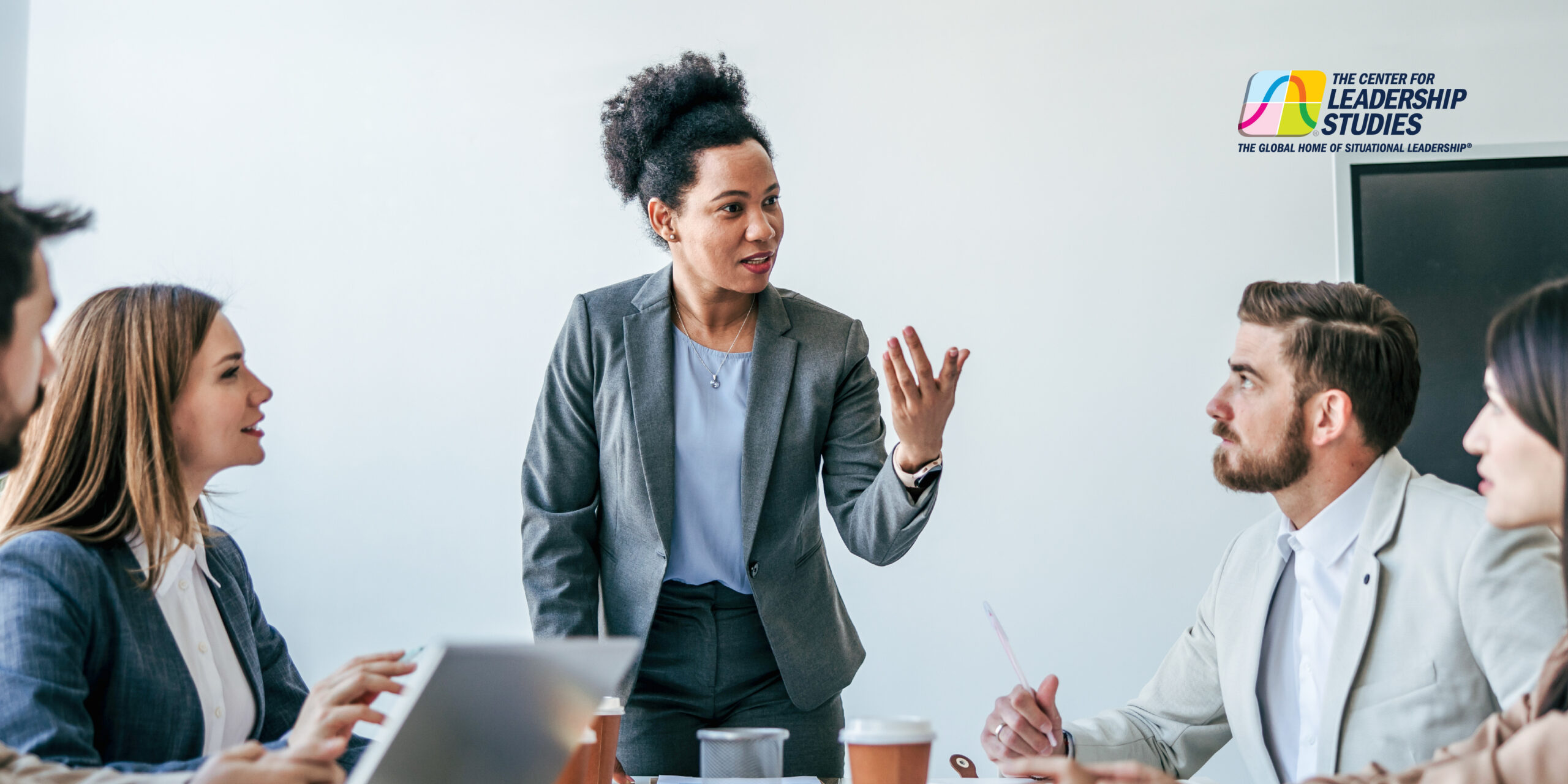 Businesswoman leading a meeting.