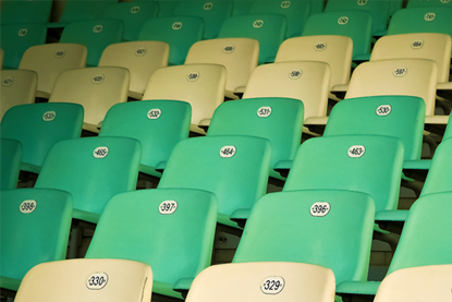 Green and white bleachers
